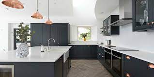 Modern kitchen with sleek black and white cabinetry creating a sophisticated look