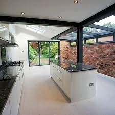 open kitchen style with a broad transparent roof